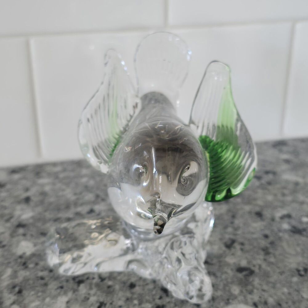 Arte Murano ICET Hand Blown Clear With Green Bird On Branch Figurine Venezuela‎ - Picture 2 of 8